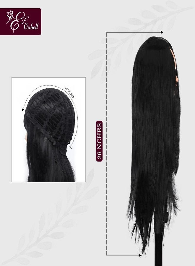 El Cabell Synthetic Hair Wig for Women, Middle Part Full Head Wig | Natural Black Long Hair Wig for Girls | Wig for Cancer Patients & Hair Loss Solution - Image 3