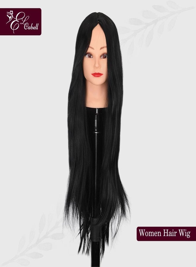 El Cabell Synthetic Hair Wig for Women, Middle Part Full Head Wig | Natural Black Long Hair Wig for Girls | Wig for Cancer Patients & Hair Loss Solution - Image 2
