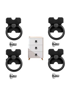 Excefore Drawer Handles and Ring Pull, 4 Pcs Decorative Furniture Door Drawer Handles and Ring Pull with Screws for Cabinet Wardrobe Cupboard Dresser, Black  - Image 1
