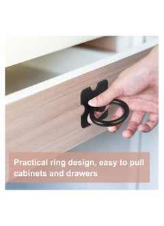 Excefore Drawer Handles and Ring Pull, 4 Pcs Decorative Furniture Door Drawer Handles and Ring Pull with Screws for Cabinet Wardrobe Cupboard Dresser, Black  - Image 3