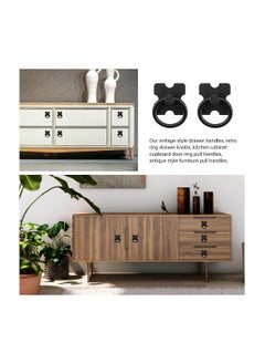 Excefore Drawer Handles and Ring Pull, 4 Pcs Decorative Furniture Door Drawer Handles and Ring Pull with Screws for Cabinet Wardrobe Cupboard Dresser, Black  - Image 2
