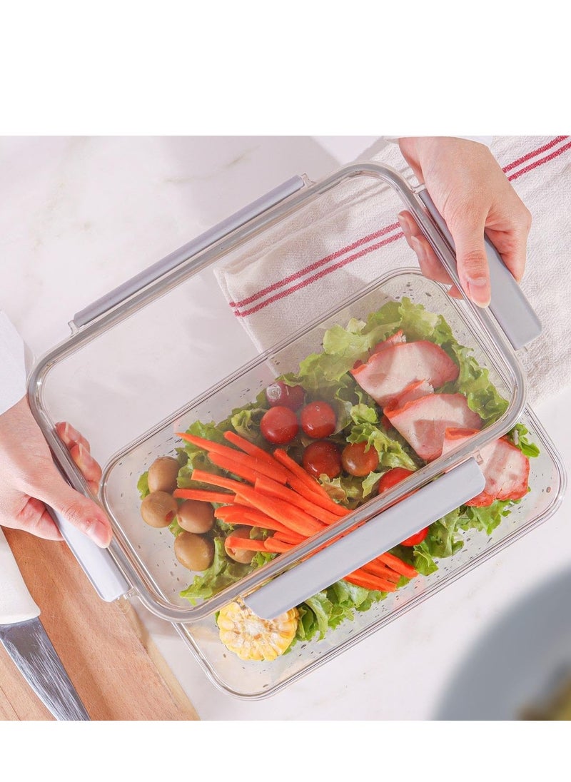 Phoenix Modern Acrylic Refrigerator Food Container Set of 3Pieces with Airtight Lock - Clear Silicone Sides