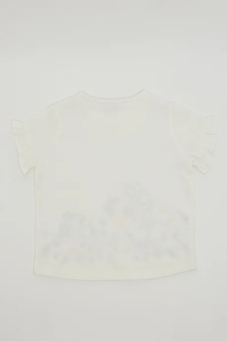 R&b Embroidered Top with Crew Neck and Short Sleeves