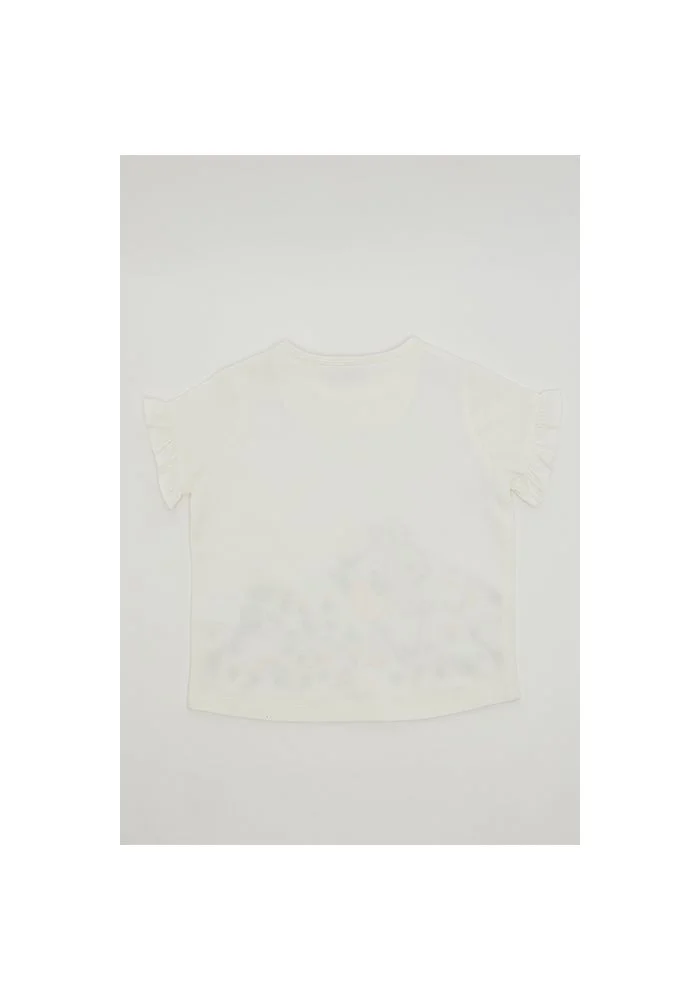 R&b Embroidered Top with Crew Neck and Short Sleeves