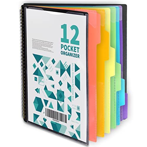 Binditek 12 Pocket Poly Project Organizer with 6 Dividers, Heavyduty Folder Organizer Binder with Front Cover Pocket, Metal Wire Binding Spine, 1/6 Cut Tabs, Letter Size, School Supplies - Image 1