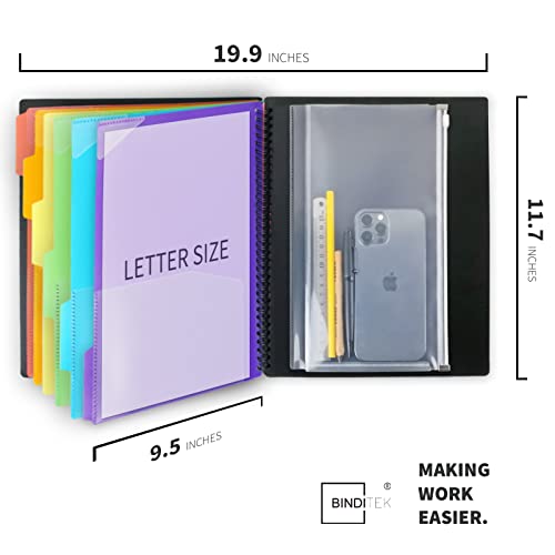 Binditek 12 Pocket Poly Project Organizer with 6 Dividers, Heavyduty Folder Organizer Binder with Front Cover Pocket, Metal Wire Binding Spine, 1/6 Cut Tabs, Letter Size, School Supplies - Image 2