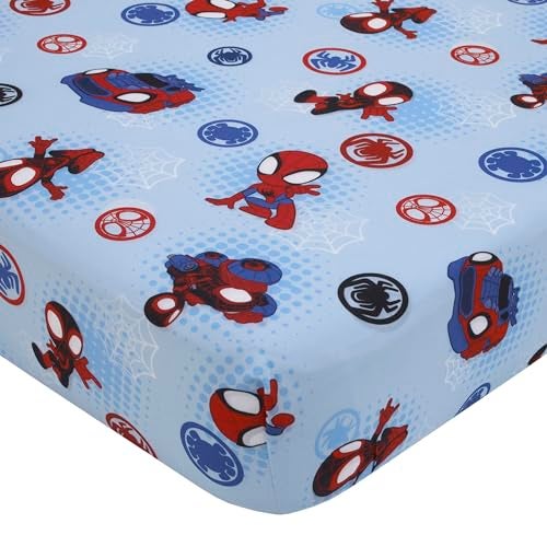 NoJo Marvel Spiderman Spidey and his Amazing Friends Spidey Time Red, Blue, and Grey 4 Piece Toddler Bed Set - Comforter, Fitted Bottom Sheet, Flat Top Sheet, and Reversible Pillowcase - Image 3
