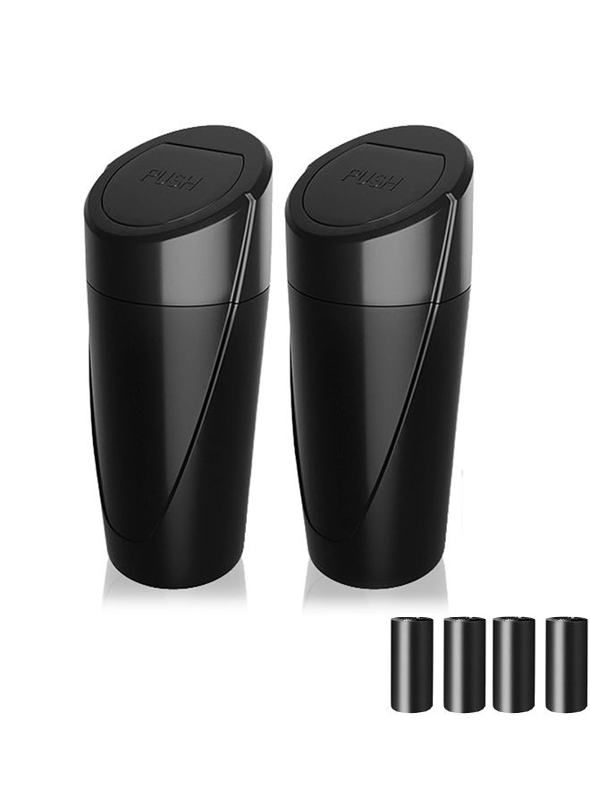 YelaJoy Mini Car Trash Can with Lid, Portable Garbage Can for Auto, Leakproof Cup Holder Automotive Garbage Bin with 4 Rolls of Trash Bags, Small Trash Storage Can for Car Home Office (Black) - Image 1