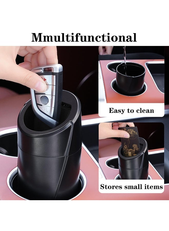 YelaJoy Mini Car Trash Can with Lid, Portable Garbage Can for Auto, Leakproof Cup Holder Automotive Garbage Bin with 4 Rolls of Trash Bags, Small Trash Storage Can for Car Home Office (Black) - Image 3