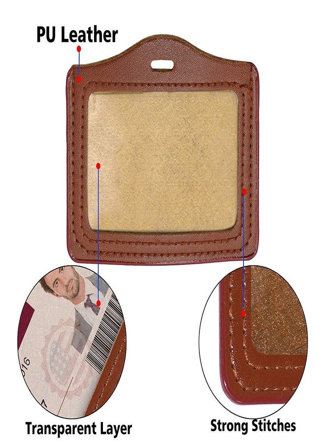Shining Zon Leather Clear ID Window ID Badge Holder Horizontal ID Card Holder with Lanyard(Brown, 7 X 10 cm) (Pack of 25) - Image 5