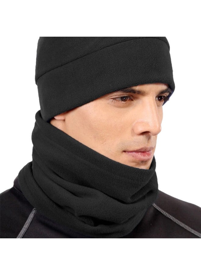 JAJALIN Su Zi Series Neck Warmer Set Winter Unisex Cycling Face Mask Windproof Warm Hat Face Neck Scarf Head Cover Black - Image 2
