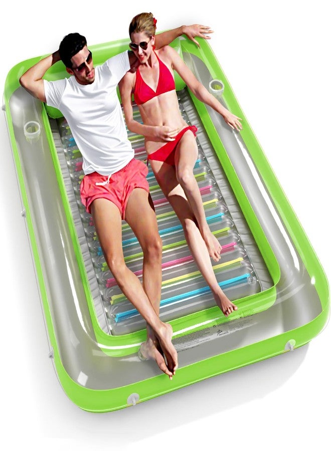 Jasonwell Inflatable Tanning Pool Lounger Float - Jasonwell 4 in 1 Sun Tan Tub Sunbathing Pool Lounge Raft Floatie Toys Water Filled Tanning Bed Mat Pad for Adult Blow Up Kiddie Pool Kids Ball Pit Pool - Image 1