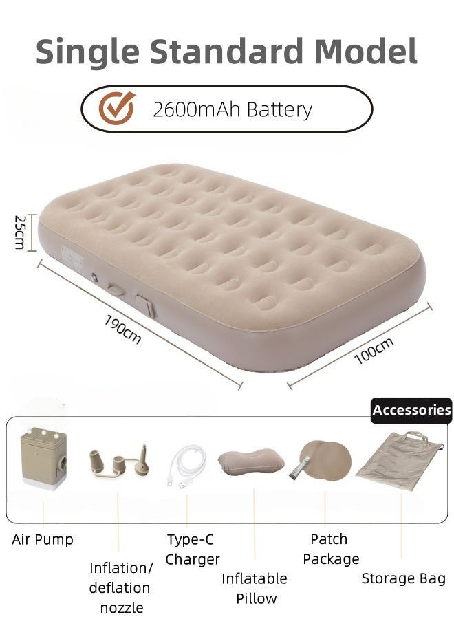 Saudi Select Single Air Bed, Inflatable bed with Built-in Pump, 5 Mins Quick Self-Inflation/Deflation Air Mattress, Blow Up Bed for Home Portable Camping Travel - Image 1
