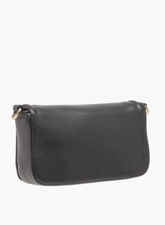 MISSY Women Logo Embossed Crossbody Bag with Detachable Strap and Flap Closure