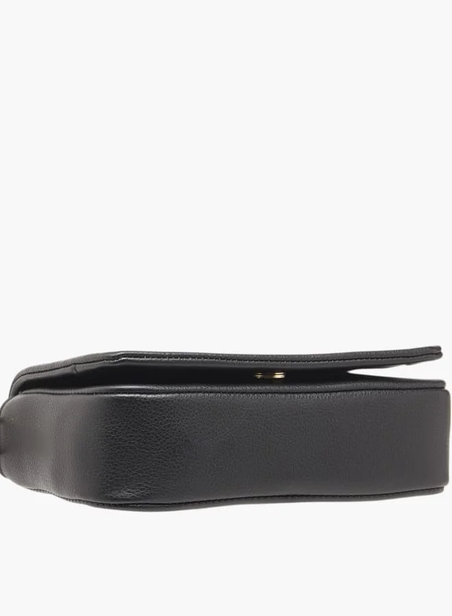 MISSY Women Logo Embossed Crossbody Bag with Detachable Strap and Flap Closure