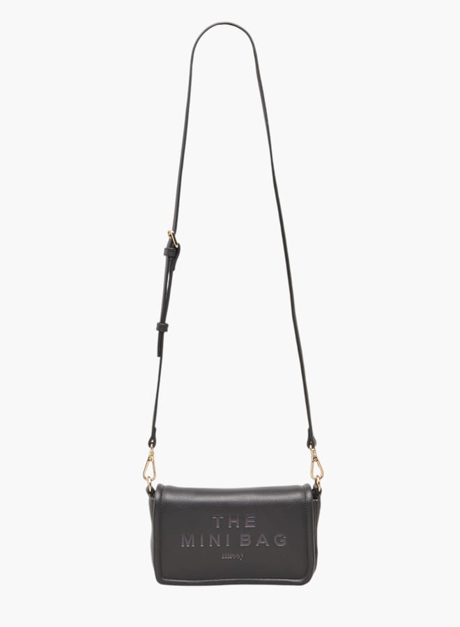 MISSY Women Logo Embossed Crossbody Bag with Detachable Strap and Flap Closure  - Image 2