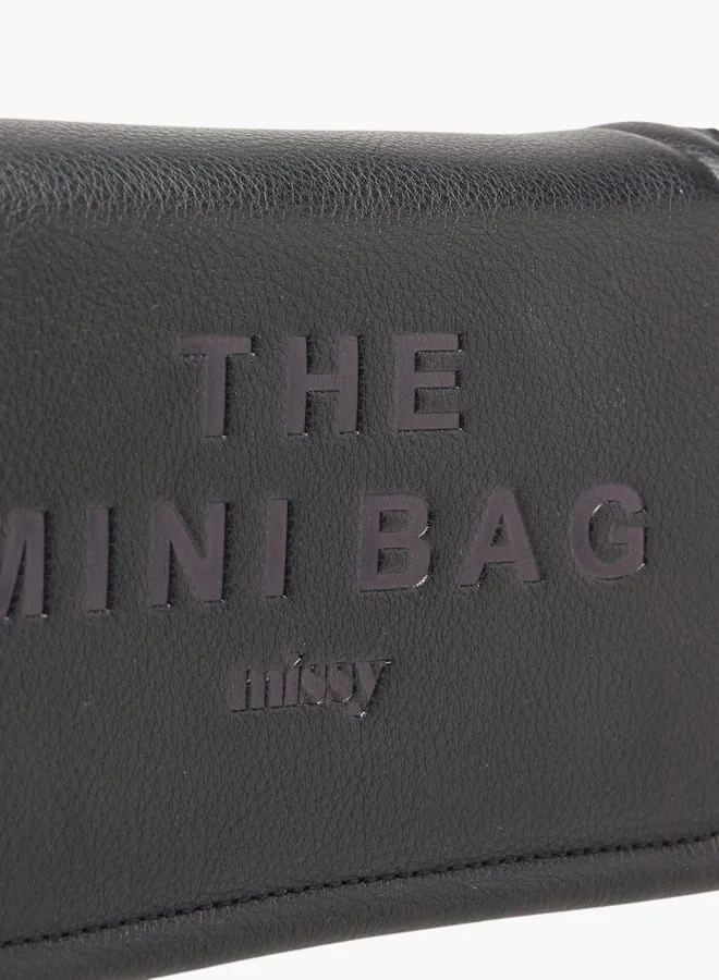 MISSY Women Logo Embossed Crossbody Bag with Detachable Strap and Flap Closure