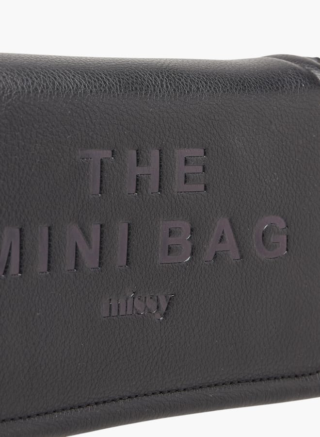 MISSY Women Logo Embossed Crossbody Bag with Detachable Strap and Flap Closure  - Image 4