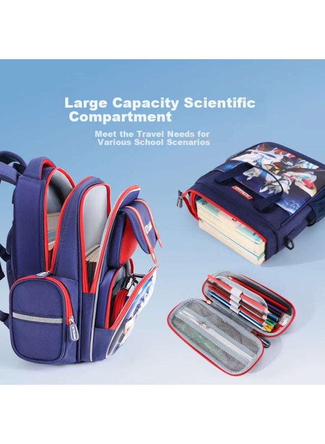 Ultraman Children's School Bag For Boys In Grades 1-4, Ultraman Backpack Gift Set With Load Reduction, Su80092 Green - Image 4