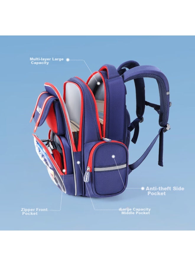 Ultraman Children's School Bag For Boys In Grades 1-4, Ultraman Backpack Gift Set With Load Reduction, Su80092 Green - Image 2