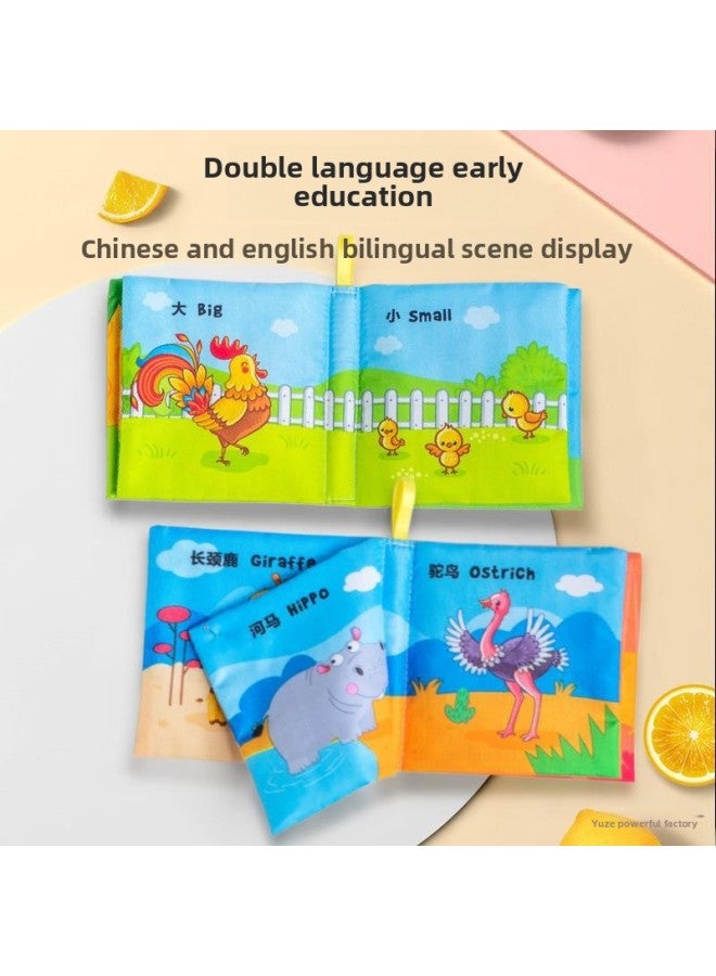 Baby's Cloth Book Baby's Early Education Can't Tear Rip Bite Toy Three-dimensional Early Education 6 Months Infant's Educational Book-Color:Bilingual 6-piece Set + Land Tail (5 Story Books Included)  - Image 4