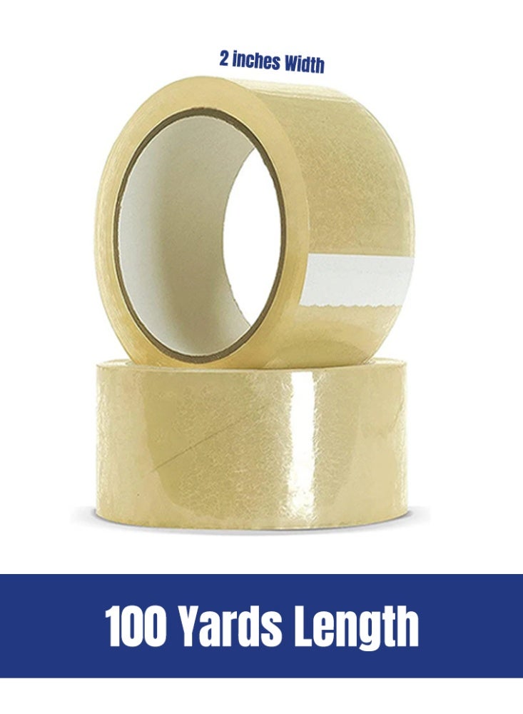 6 Pieces Clear Packing Tape Scotch Tape, 2 inches x 100 yards -Transparent Packaging Tape Heavy Duty Clear Adhesive Tape for Sealing Shipping - Image 2