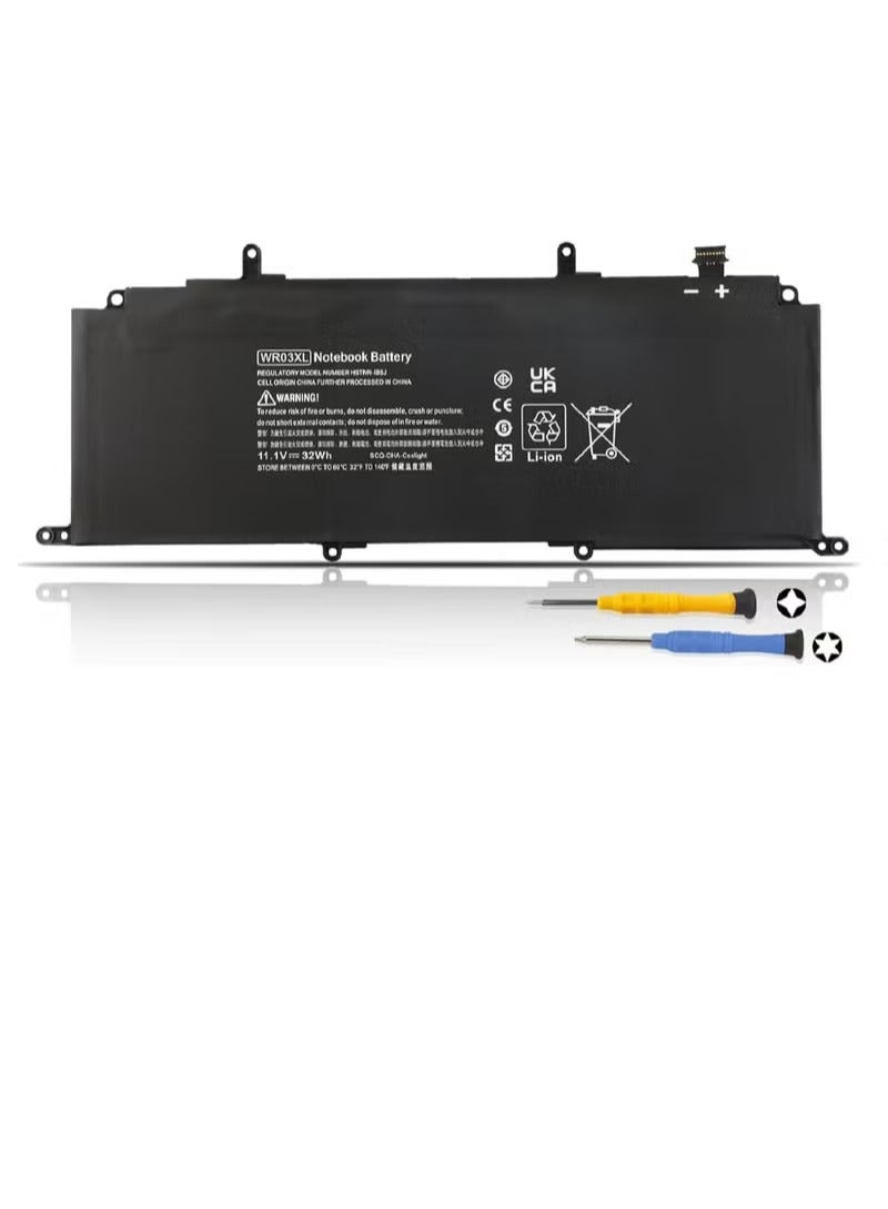11.1V 32Wh/3-Cell WR03XL Laptop battery compatible for HP Split 13 x2 13-m 13-m000 13-m100 13-m200 Detachable Pavilion 13 x2 AMD 13-p 13-p000 13-p100 2-in-1 Tablet Series 13-m100la 13-m210dx - Image 1