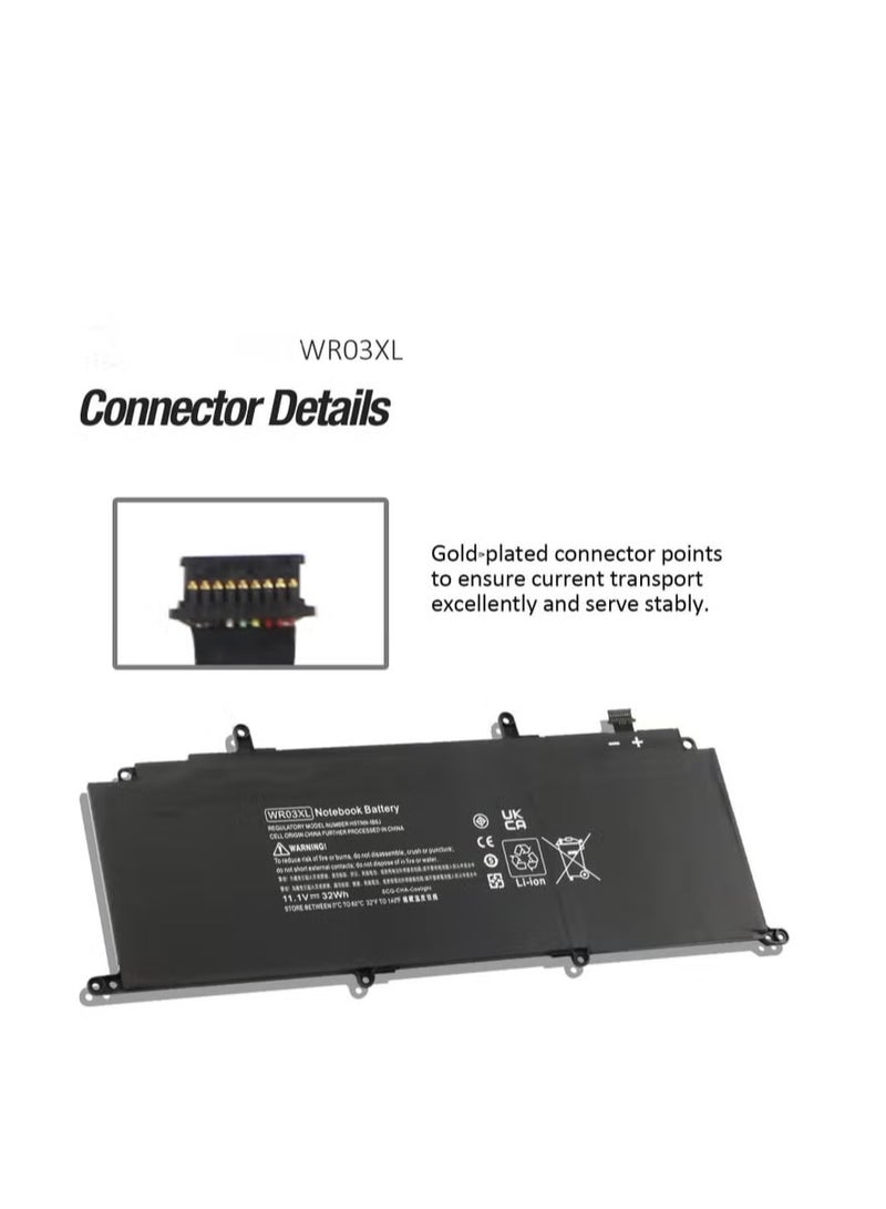 11.1V 32Wh/3-Cell WR03XL Laptop battery compatible for HP Split 13 x2 13-m 13-m000 13-m100 13-m200 Detachable Pavilion 13 x2 AMD 13-p 13-p000 13-p100 2-in-1 Tablet Series 13-m100la 13-m210dx - Image 4