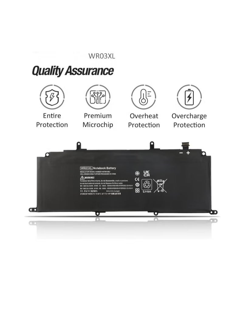 11.1V 32Wh/3-Cell WR03XL Laptop battery compatible for HP Split 13 x2 13-m 13-m000 13-m100 13-m200 Detachable Pavilion 13 x2 AMD 13-p 13-p000 13-p100 2-in-1 Tablet Series 13-m100la 13-m210dx - Image 2