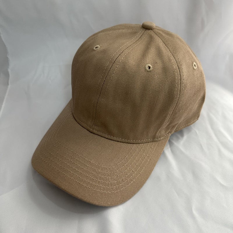 Six pieces of pure cotton soft top baseball cap women wholesale light board sunscreen hat printed logo foreign trade blank solid color cap Khaki