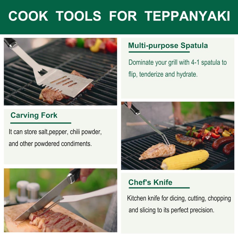 Grilljoy 46PC Griddle Accessories Set with Robust Plastic Handle, All-in-One Griddle Tools Kit for Flat Top Grills Teppanyaki Hibachi, Stainless Steel Grill Spatula Kit for Outdoor Camping Grilling - Image 3