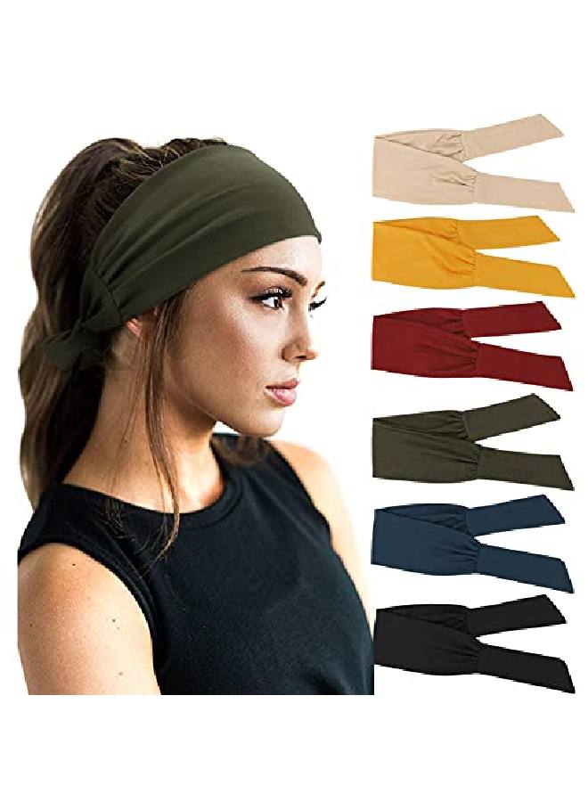 DRESHOW 6 Pcs Adjustable Headbands For Women Knotted Headbands Elastic Nonslip Fashion Hair Bands For Workout Sports Running Yoga - Image 1