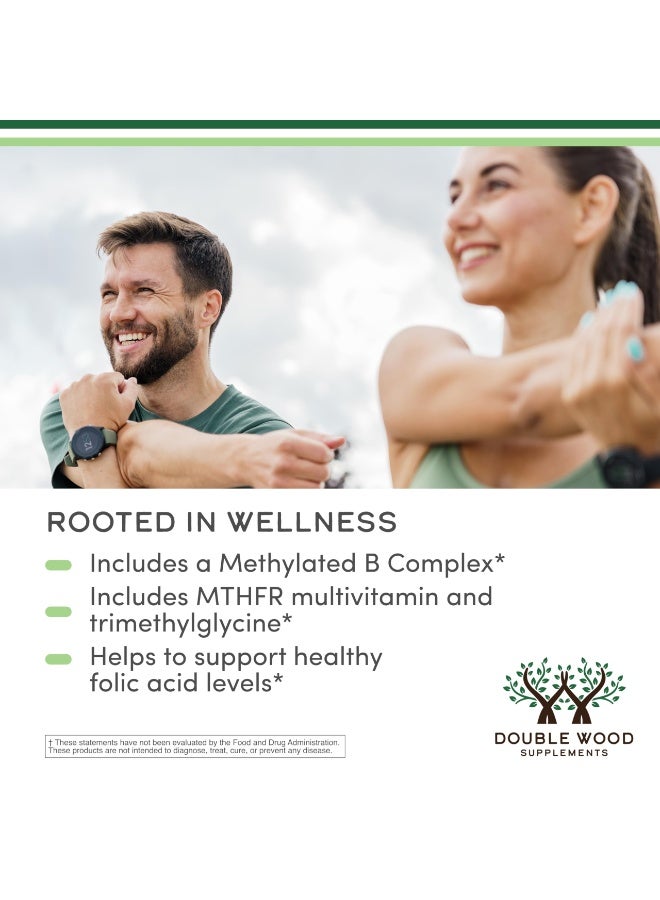 Double Wood Supplements Methylated Multivitamin – Activated B Complex with Methylfolate, Methylcobalamin & Trimethylglycine (TMG) | MTHFR Support, Energy & Metabolism | Non-GMO, Gluten Free | 120 Capsules - Image 3