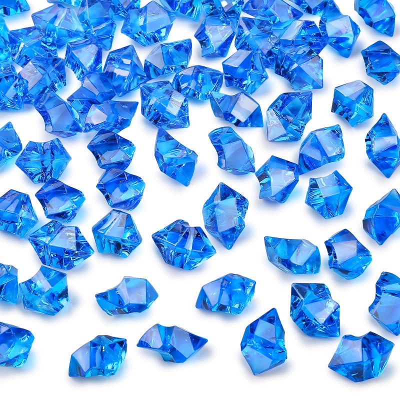 DomeStar Navy Blue Fake Ice Rocks 150PCS Acrylic Gems Crystals Plastic Diamonds Centerpiece for Vase Fillers DIY Craft Wedding Party Table Scatter Aquarium Tank Cobalt Blue Decorations