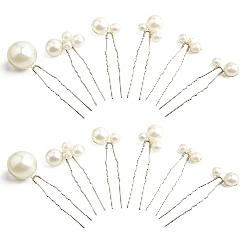 Sppry Wedding Pearl Hair Pins (12 PCS) - U Shaped Hair Accessories for Bridal Women (Silver) - Image 1