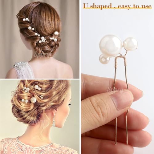 Sppry Wedding Pearl Hair Pins (12 PCS) - U Shaped Hair Accessories for Bridal Women (Silver) - Image 3