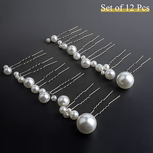 Sppry Wedding Pearl Hair Pins (12 PCS) - U Shaped Hair Accessories for Bridal Women (Silver) - Image 2