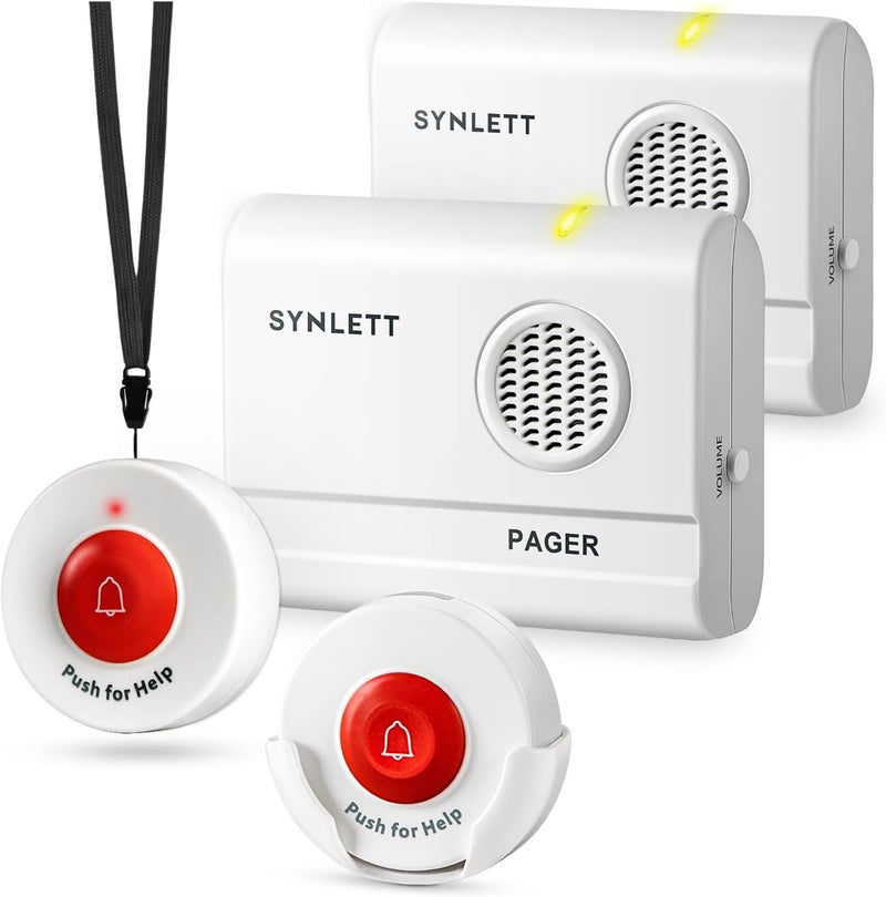 SYNLETT Caregiver Pager Call Button Wireless Call Bell Alert Buttons for Patients Elderly Seniors Home Portable Nurse Call System Bed Alarm Fall Prevention Emergency - Image 1