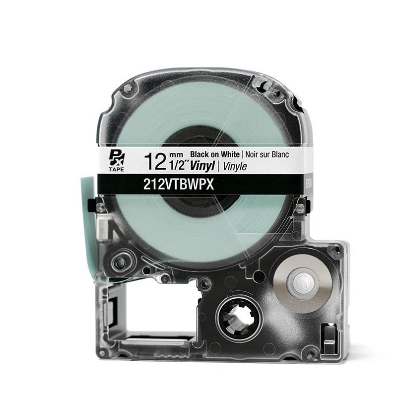 LABELWORKS Epson Genuine LABELWORKS 212VTBWPX Tape Cartridge - Black on White Flexible and Durable Vinyl Industrial Label Maker Tape - 1/2" (12MM) Wide, 22.9 ft - Image 2