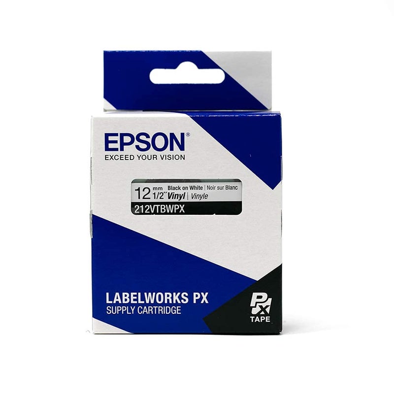 LABELWORKS Epson Genuine LABELWORKS 212VTBWPX Tape Cartridge - Black on White Flexible and Durable Vinyl Industrial Label Maker Tape - 1/2" (12MM) Wide, 22.9 ft - Image 5