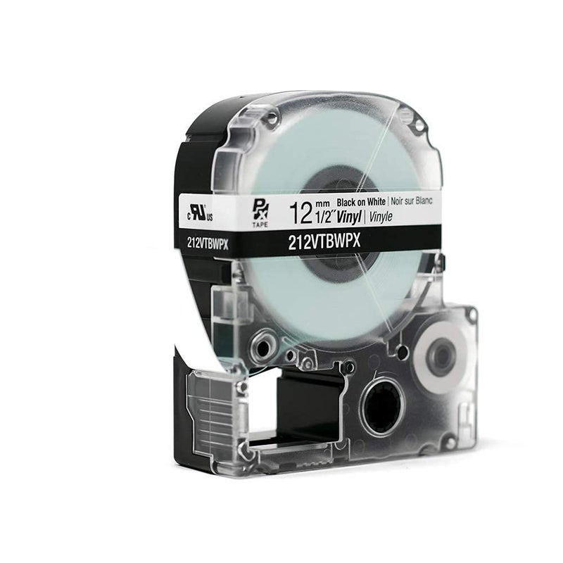 LABELWORKS Epson Genuine LABELWORKS 212VTBWPX Tape Cartridge - Black on White Flexible and Durable Vinyl Industrial Label Maker Tape - 1/2" (12MM) Wide, 22.9 ft - Image 4