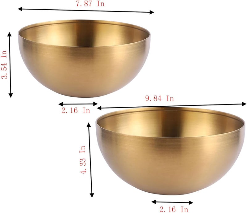 Yansanido 2 Pcs Salad Bowl 1600 Ml 042 Gal and 3000 Ml 079 Gal Food Grade Bowl for Salads Soup Rice Cereal Breakfast Dinner Serving and Oatmeal at Home and Outdoors gold - Image 2