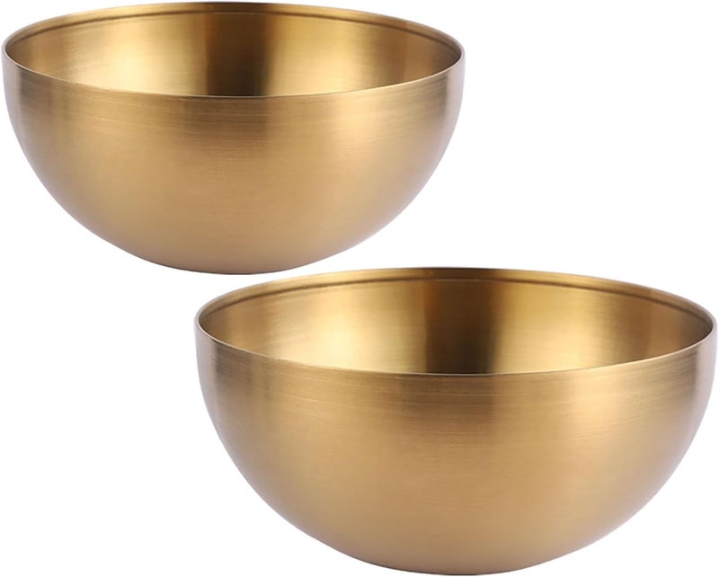 Yansanido 2 Pcs Salad Bowl 1600 Ml 042 Gal and 3000 Ml 079 Gal Food Grade Bowl for Salads Soup Rice Cereal Breakfast Dinner Serving and Oatmeal at Home and Outdoors gold - Image 1