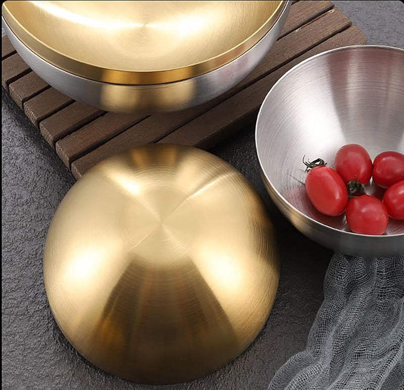 Yansanido 2 Pcs Salad Bowl 1600 Ml 042 Gal and 3000 Ml 079 Gal Food Grade Bowl for Salads Soup Rice Cereal Breakfast Dinner Serving and Oatmeal at Home and Outdoors gold - Image 4