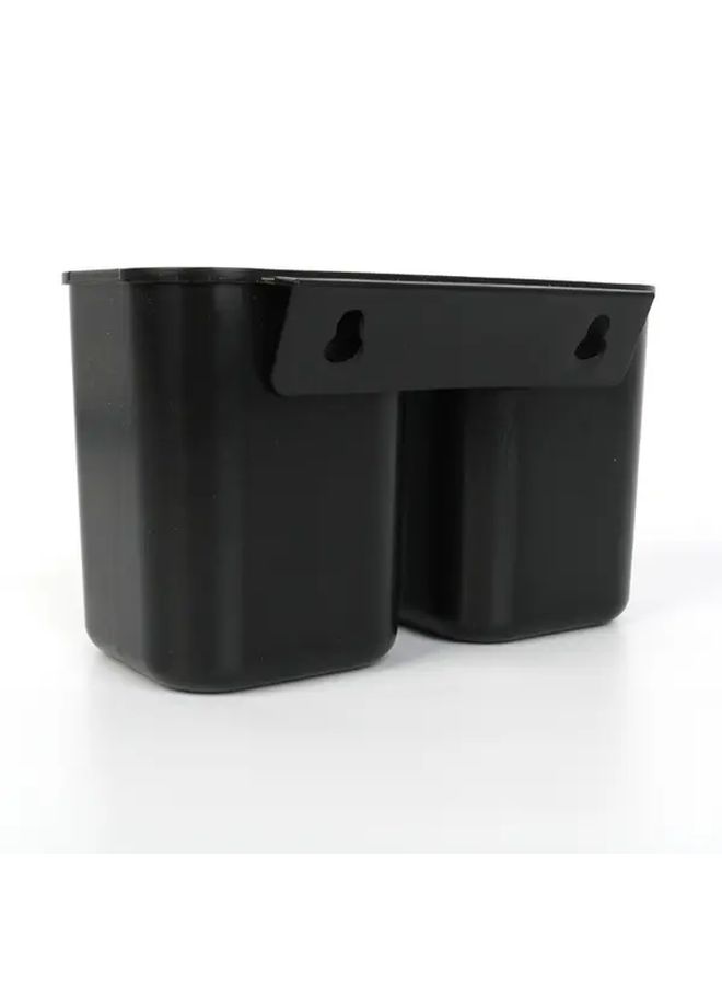 Black Cutlery Organizer Double Cup Design Compact Kitchen Utensil Drainer Holder - Image 4