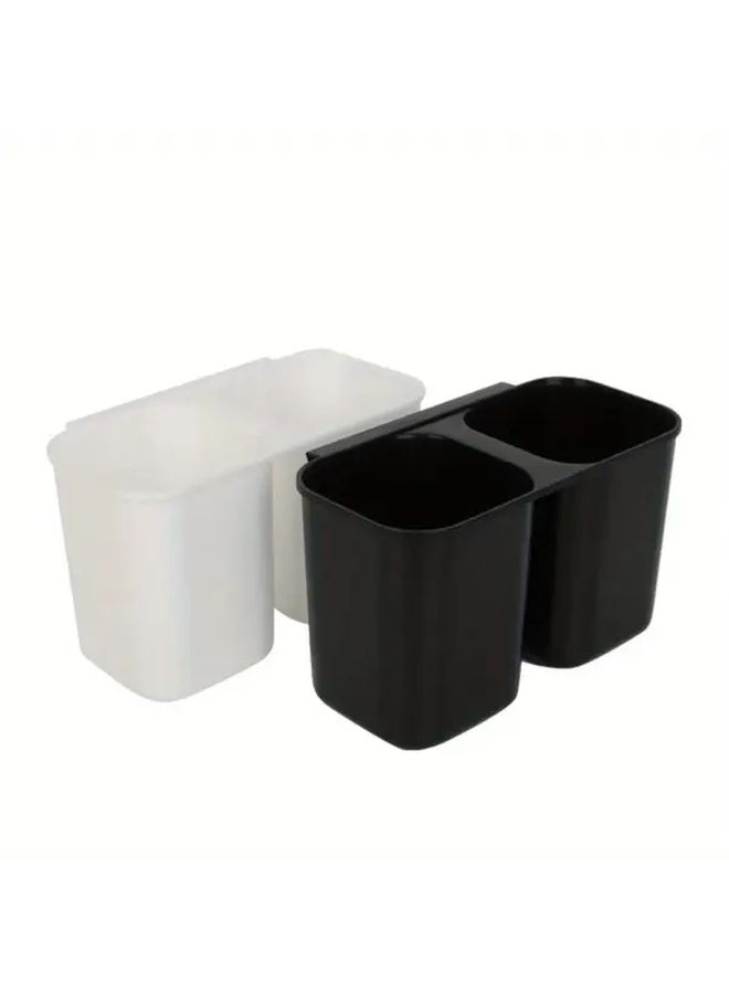 Black Cutlery Organizer Double Cup Design Compact Kitchen Utensil Drainer Holder - Image 3