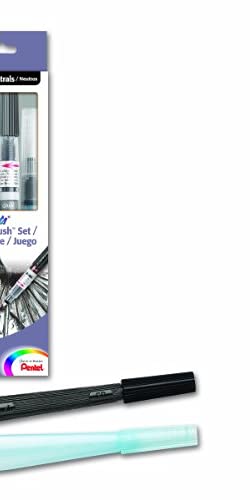 Pentel مجموعة فرشاة الماء الملون من بنتل آرتس، أسود/رمادي/بني/أكواش (GFLFRHBP) - Image 3