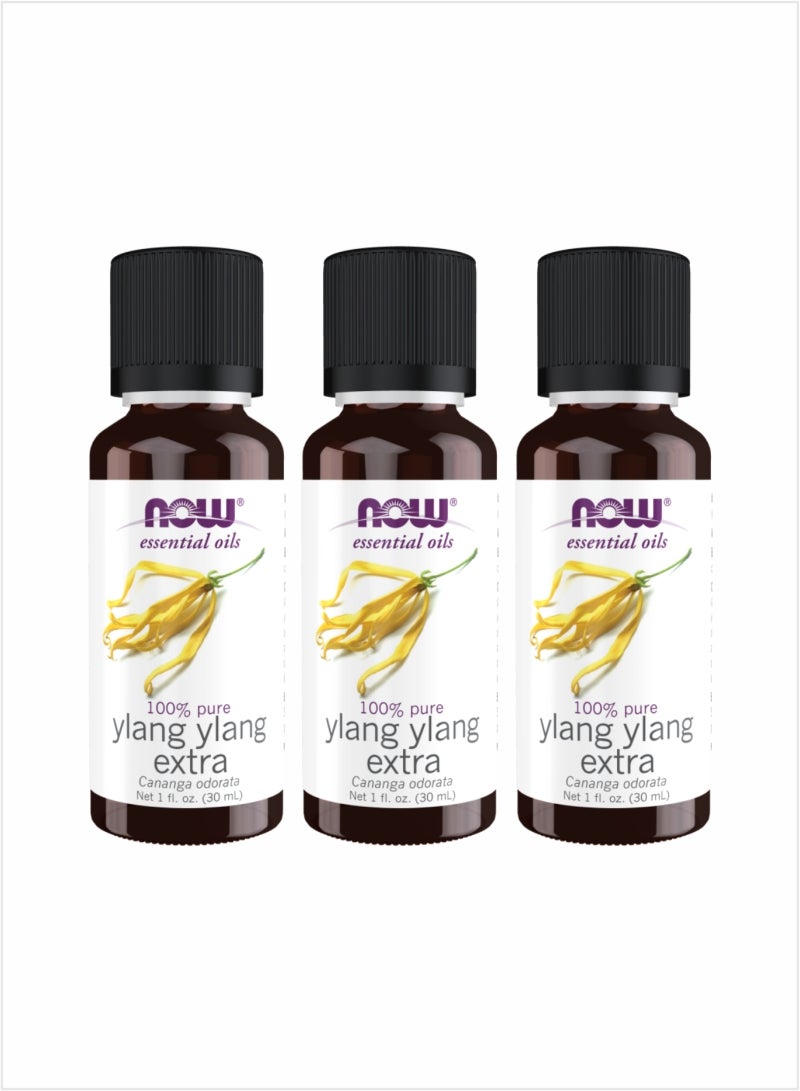 Now Essential Oils 100% Pure Ylang Ylang Extra Oil – 30ml (Pack of 3)