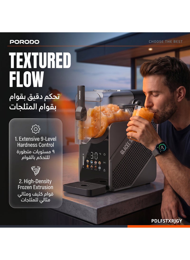 porodo Slushie and Ice Cream Maker 2-in-1 2.5L Countertop Frozen Drink Machine 200W with 9-Level Hardness and Real-Time Temperature Display  / Slushy Maker for Home, Ice-Free Frozen Drink Maker, Frappe, Milkshake & Frozen Juice - Image 2