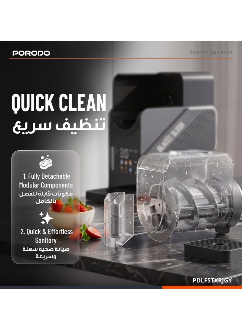 porodo Slushie and Ice Cream Maker 2-in-1 2.5L Countertop Frozen Drink Machine 200W with 9-Level Hardness and Real-Time Temperature Display  / Slushy Maker for Home, Ice-Free Frozen Drink Maker, Frappe, Milkshake & Frozen Juice - Image 4